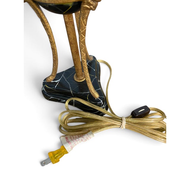 1980s Hollywood Regency Frederick Cooper Faux Portoro Marble & Brass Palm Buffet Lamps - a Pair For Sale - Image 11 of 13