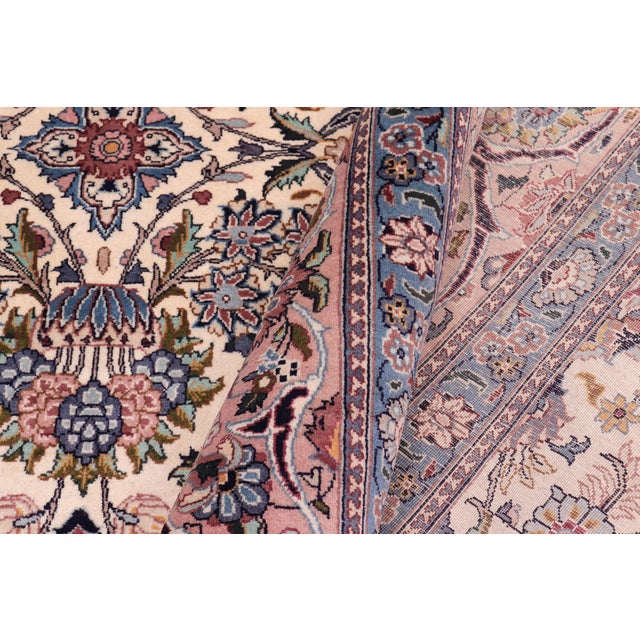 Textile Elegant Floral Pak-Persian Ivory/Pink Wool Rug - 9'1'' X 12'3'' For Sale - Image 7 of 9