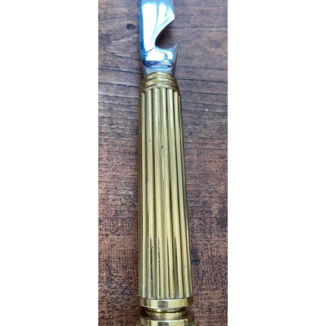 Metal Vintage Maxwell Phillips Mid-Century Modern Brass & Stainless Steel Crown Cheese Knife For Sale - Image 7 of 7