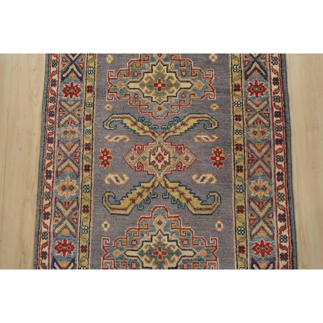 2020s Kazak Runner 2’7” X 9’7” Gray Wool Tribal Hand-Knotted Oriental Rug For Sale - Image 5 of 13