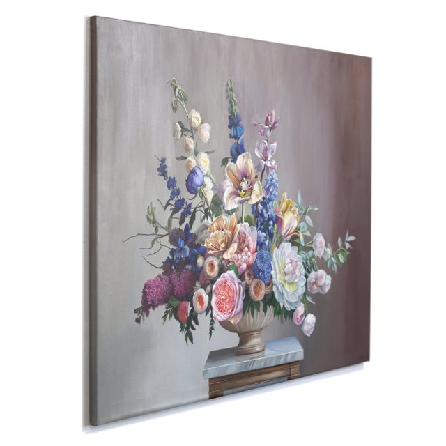 Contemporary Touched by Your Light - Original Floral Bouquet Still Life Oil Painting For Sale - Image 3 of 9