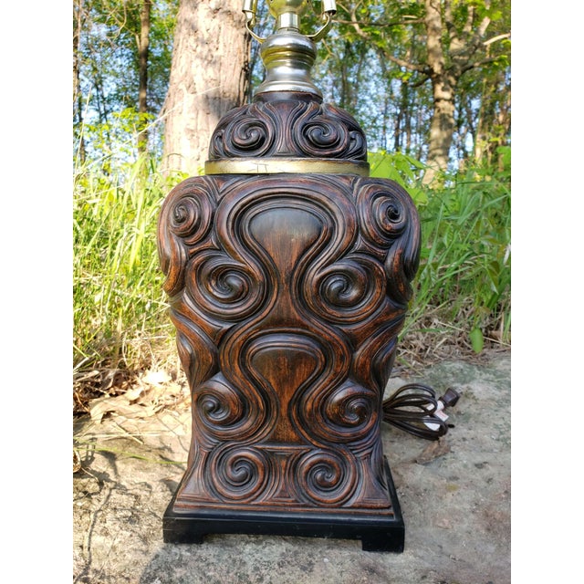 [2004] vintage table lamp by UTTERMOST Lighting * Designer Table lamp with harp and matching finial -- Artsy, textured...