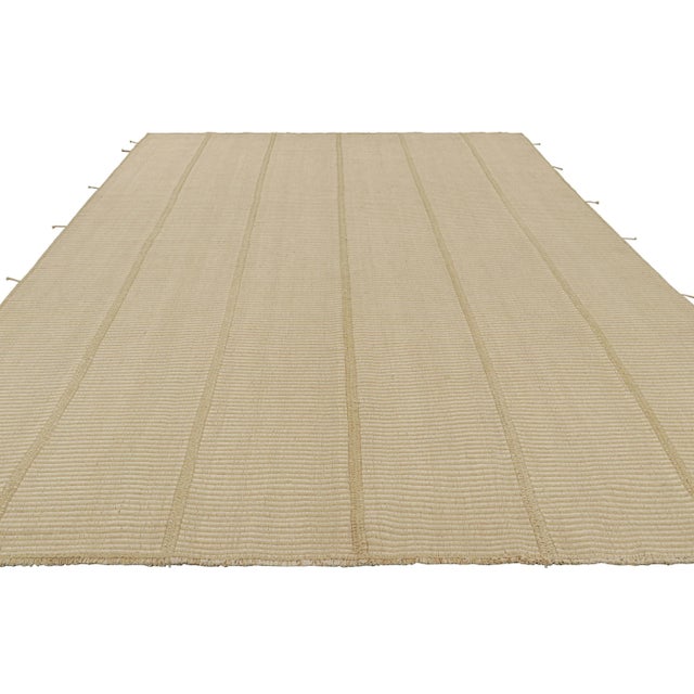 2010s Rug & Kilim’s Contemporary Kilim in Cream White and Beige Textural Stripes For Sale - Image 5 of 7