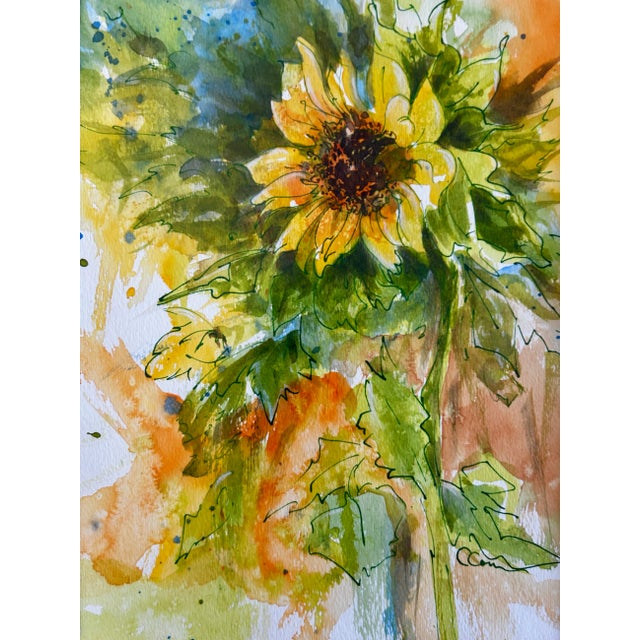 Original watercolor painting , a sunflower among 1000’s from my flower farm. Professional Daniel Smith watercolor paints...