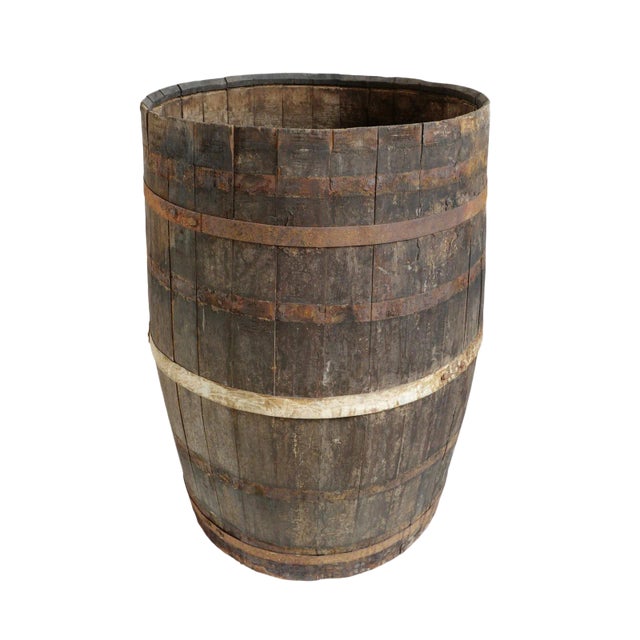 Vintage Wood & Iron Barrel For Sale