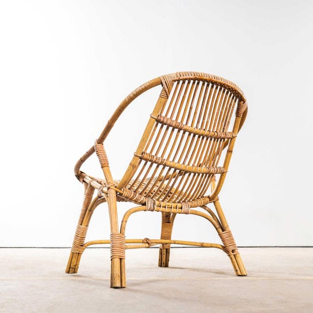 Low French Rattan Armchairs, 1960s, Set of 2 For Sale - Image 9 of 11