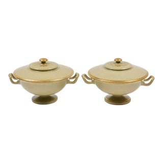 Antique Early 19th Century Wedgwood Drabware Urn or Vase Form Sauce Tureens - A Pair For Sale
