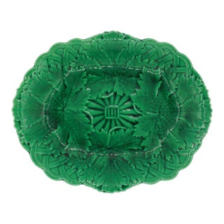 Late 19th Century Wedgwood Green Majolica Sweetmeat Dish For Sale