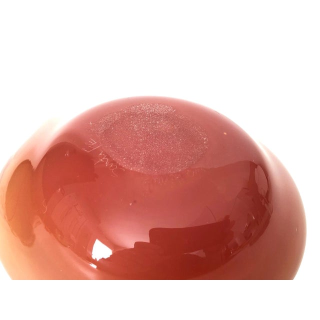 Glass Art Studio Santa Fe Artisan Signed Burnt Orange Organic Shape Glass Bowl 7.5" For Sale - Image 7 of 9