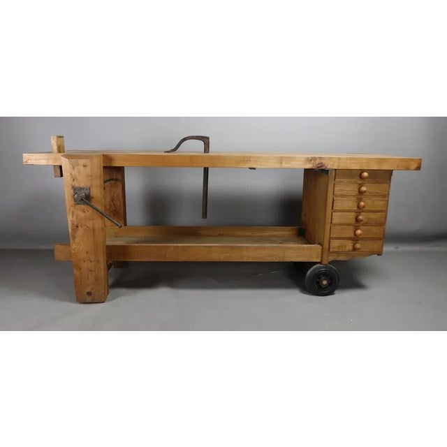 Wooden Workbench on Castors For Sale - Image 9 of 10
