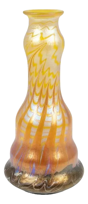 Art Nouveau Bohemian Glass Vase in Yellow - Orange from Johann Loetz Witwe, 1900s