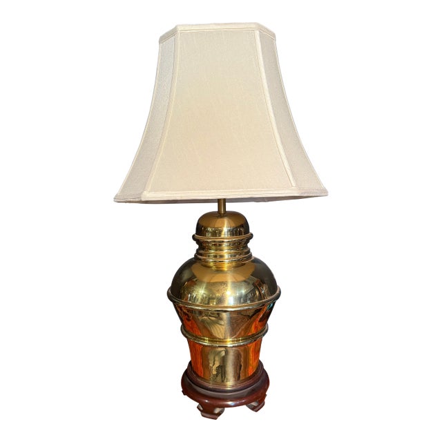 Mid Century Oversized Brass Table Lamp For Sale
