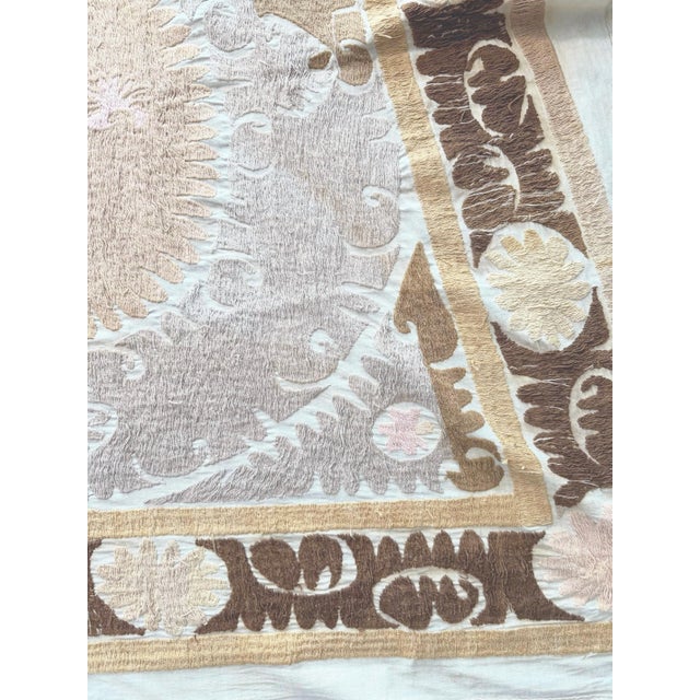 Suzani Tablecloth - Neutral Tan Uzbek Tablecloth For Sale - Image 4 of 7