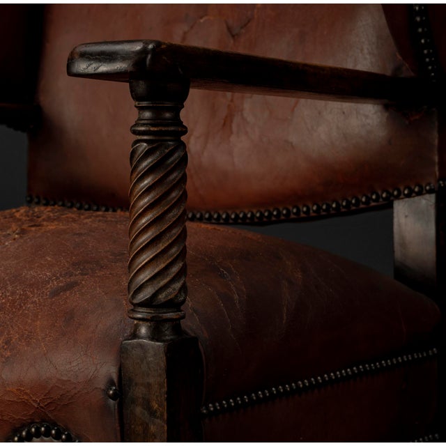Vintage Leather Chimney Armchair 1920s For Sale - Image 17 of 18