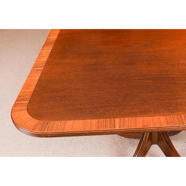 Vintage Twin Pillar Flame Mahogany Dining Table by W. Tillman, 1980s For Sale - Image 11 of 16