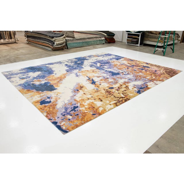 2010s Multicolored Contemporary Wool and Silk Rug With Abstract Design For Sale - Image 5 of 11