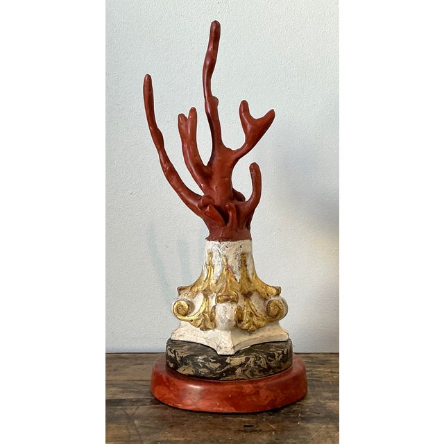 Vintage Italian Scagliola Artisanal Pigmented Plaster Coral Branch For Sale In West Palm - Image 6 of 12