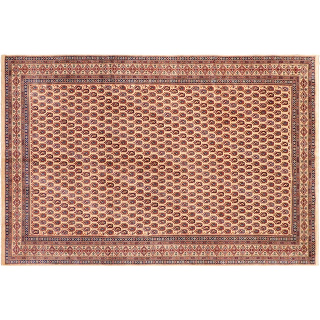 Boho Chic Vintage Shirwan Beige/Blue Wool Rug - 7'3''x10'2'' For Sale - Image 9 of 10