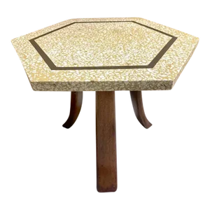 Mid-Century Modern Harvey Probber Terrazzo & Bronze Inlay Hexagonal Side Tables