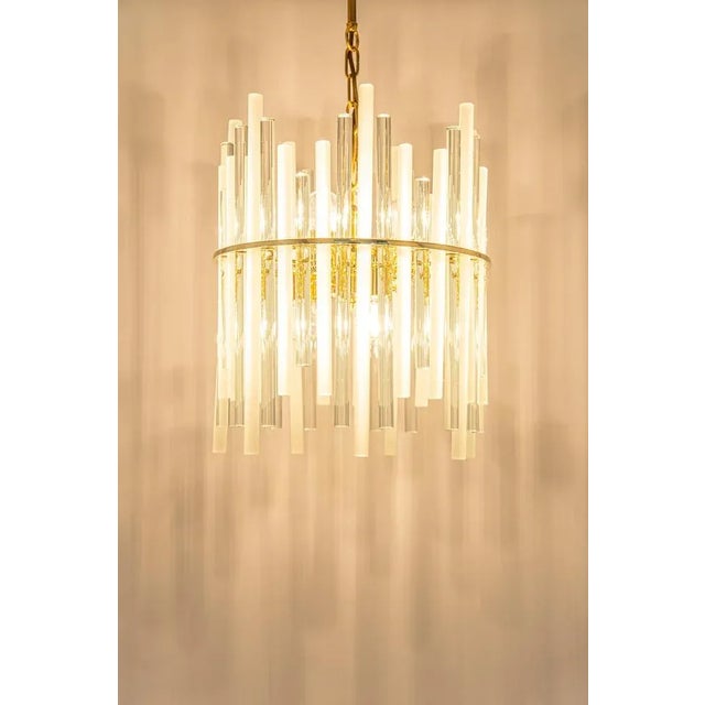 Gilt Brass & Crystal Glass Rods Chandelier by C.Palme, Germany, 1970s For Sale - Image 10 of 14