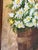 Mid Century Floral Daisy Painting in Wood Frame Signed For Sale - Image 4 of 6