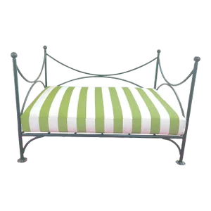 1960s Vintage Metal Dog Bed With Removable Sunbrella Cushion