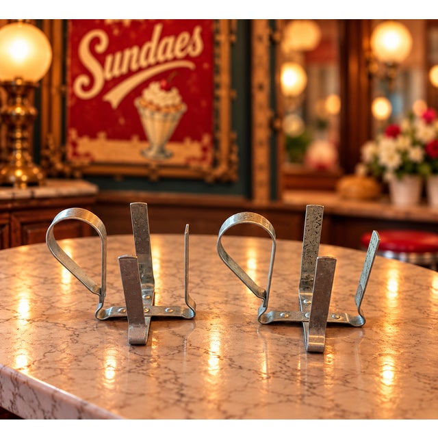 Vintage Metal Ice Cream Sundae Cup Holders, Set of 2 – Mid-Century Soda Fountain Stands For Sale - Image 4 of 4