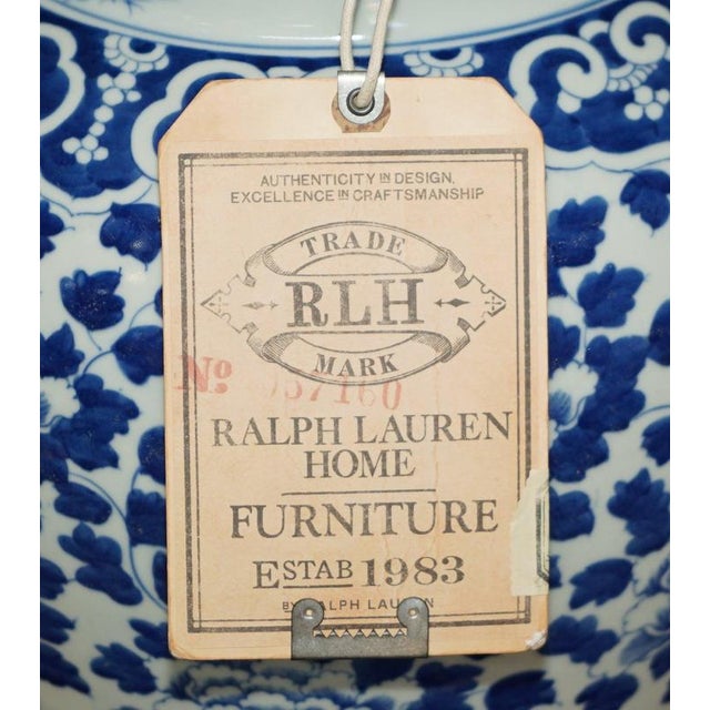 Large Chinese Style Blue and White Temple Jars from Ralph Lauren, Set of 2 For Sale - Image 3 of 18