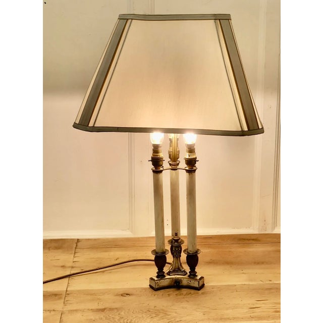 Regency Style Painted Brass Candle Table Lamp, 1930s For Sale - Image 6 of 7