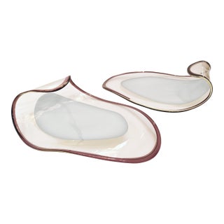 Pair of Murano glass dishes as centrepieces, Italy Late 20th century For Sale