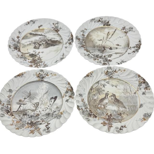 Metal Antique Haviland & Co. Limoges Game Birds Plates - Set of 4, C. 1887 For Sale - Image 7 of 11