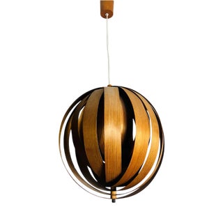 Mid-Century Wooden Pendant Lamp attributed to Hans-Agne Jakobsson for AB Markaryd, Sweden, 1960s For Sale