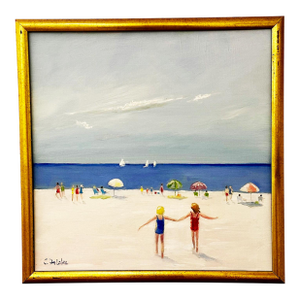 Original Oil Painting "Let's Play" by American Artist, Christine Frisbee