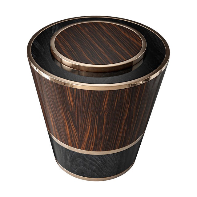 Art Deco "L'uovo" Side Table With Bronze and Finely Crafted Woods, Handmade For Sale - Image 3 of 6