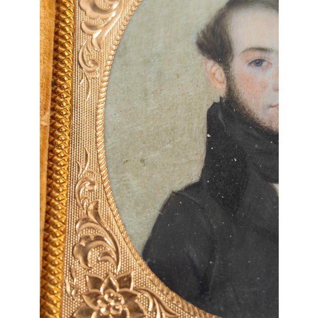 19th Century Fine American Miniature Watercolor Portrait of a Gentleman For Sale - Image 9 of 16
