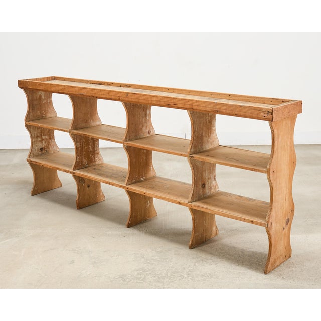 19th C. French Country Pine Farmhouse Cupboard Shelf Étagère 7 Ft For Sale - Image 9 of 15