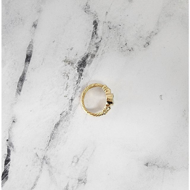 2020s Oval Blue Topaz Solitaire Ring 14k Yellow Gold, Size 8 For Sale - Image 5 of 5