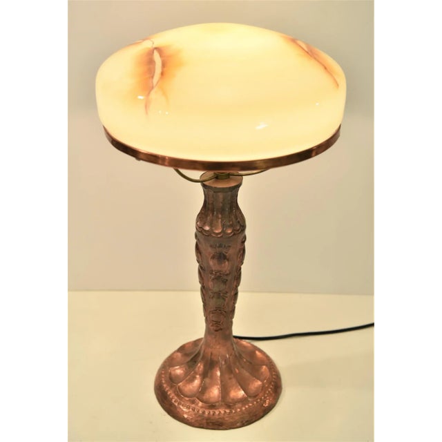 Large Copper Table Lamp by Harald Notini for Böhlmarks Lampfabrik Stockholm, 1920s For Sale - Image 3 of 13