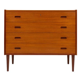Vintage Danish Mid-Century Modern Four Drawer Lowboy Dresser For Sale