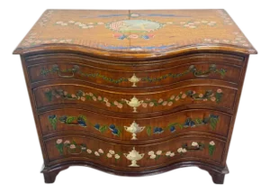 Late 18th to Early 19th Century Hand-Painted Serpentine Commode/Chest of Drawers With Integrated Extension