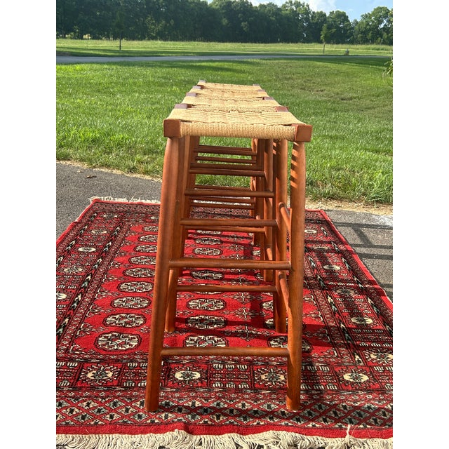 Vintage 1960's Mid-Century Modern Stools/Birch & Seagrass/Made N Japan/Rare For Sale - Image 6 of 12