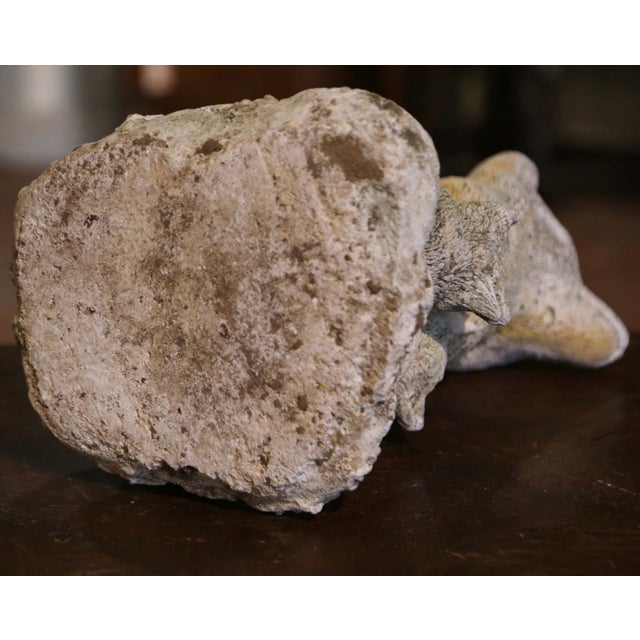 Mid-Century French Weathered Stone Garden Sculpture of Fox With Two Pups For Sale - Image 9 of 9