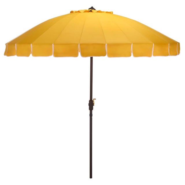 Yellow Panza 9 Ft Crank Umbrella, Yellow/Brown Pole For Sale - Image 8 of 8
