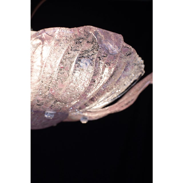 Vintage 1970s Murano Glass Ceiling Lamp Pink For Sale - Image 9 of 12