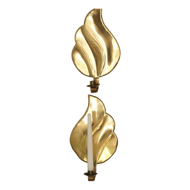Mid-Century Modern Swedish Brass Sconces, Set of 2 For Sale