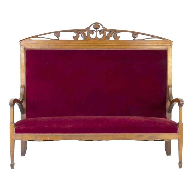 Red Red Velvet Sofa, Italy, Mid-20th Century For Sale - Image 8 of 8
