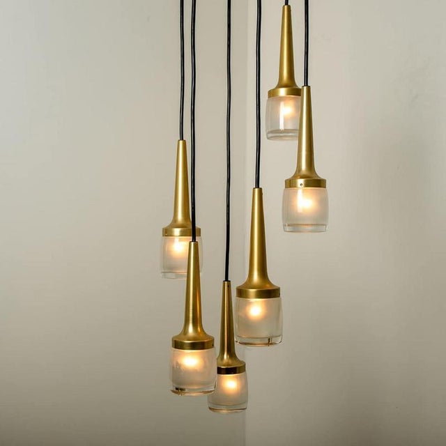 Brass and Glass Cascade Fixture attributed to Staff, 1969 For Sale - Image 14 of 18