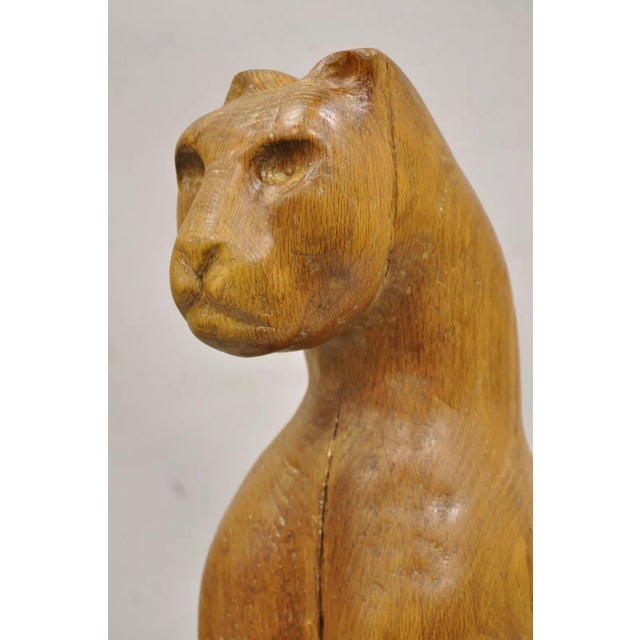 Mid 20th Century Vintage Mid Century Modern Solid Carved Wood Cat Art Sculpture For Sale - Image 12 of 12