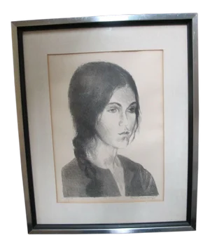 Raphael Soyer Signed Limited Edition Lithograph of Young Girl With Braid