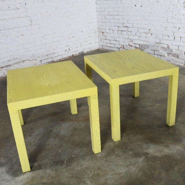 Mid-Century Modern Mid Century Modern Blonde Cerused Oak Parsons End Tables Style Wormley for Dunbar For Sale - Image 3 of 13